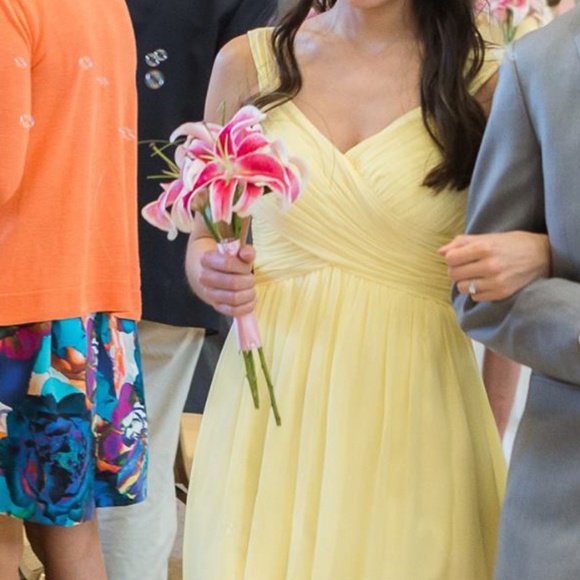 Yellow (Daffodil) Azazie Knee-Length Dress - Picture 4 of 6